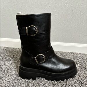 Anthropology Black Moto Boots size 7 (EUR 38)